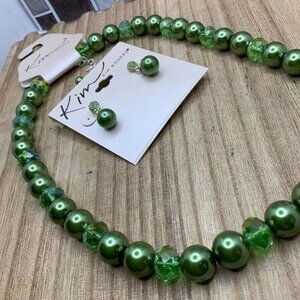 Kim Rodgers NWT Beaded Green Necklace & Earring Set